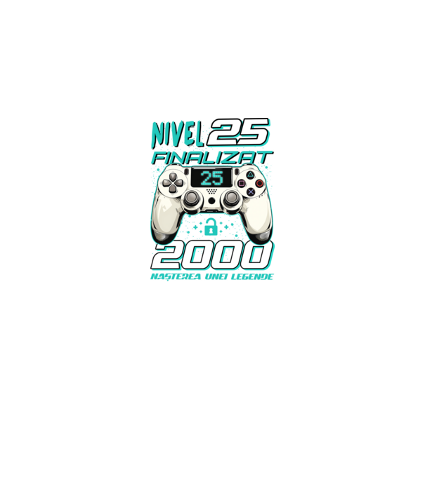 Nivel finalizat 25 2000 model negru pe tricou