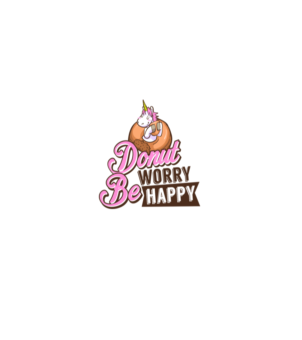 Donut worry be happy model alb pe tricou