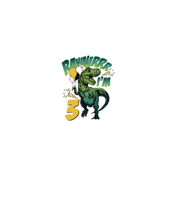 'Birthday Dinosaur rawww i''m 3' model alb pe tricou