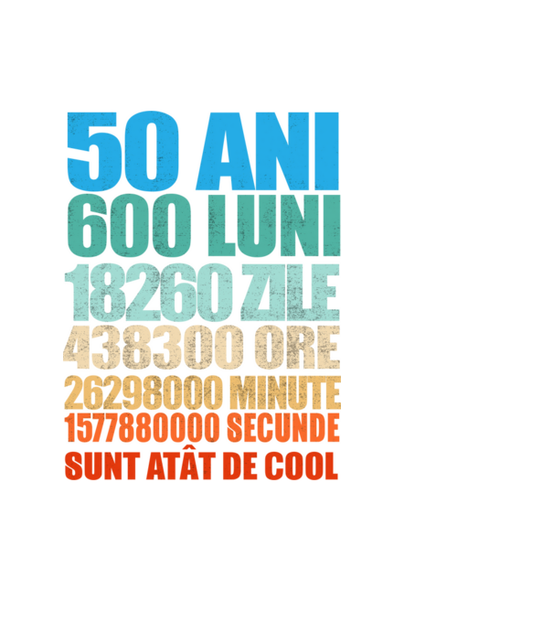 De 50 ani - luni - zile - ore - minute - secunde - sunt atât de cool model negru pe tricou