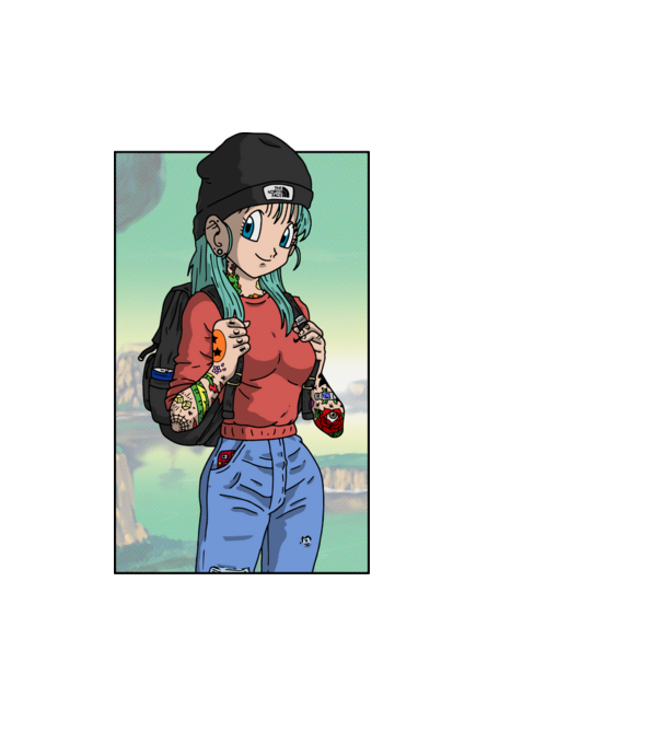 dragon ball bulma model roșu pe tricou