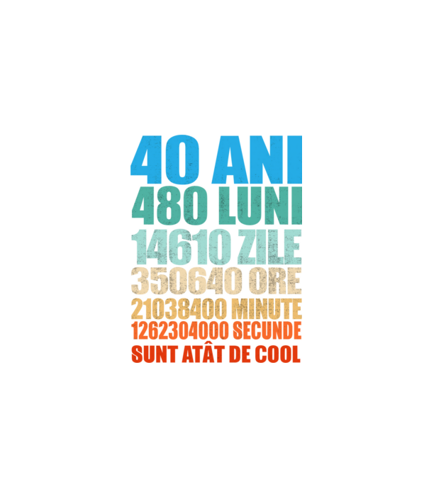 De 40 ani - luni - zile - ore - minute - secunde - sunt atât de cool model negru pe tricou
