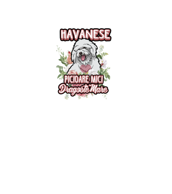 havanese : picioare mici dragoste mare model alb pe tricou
