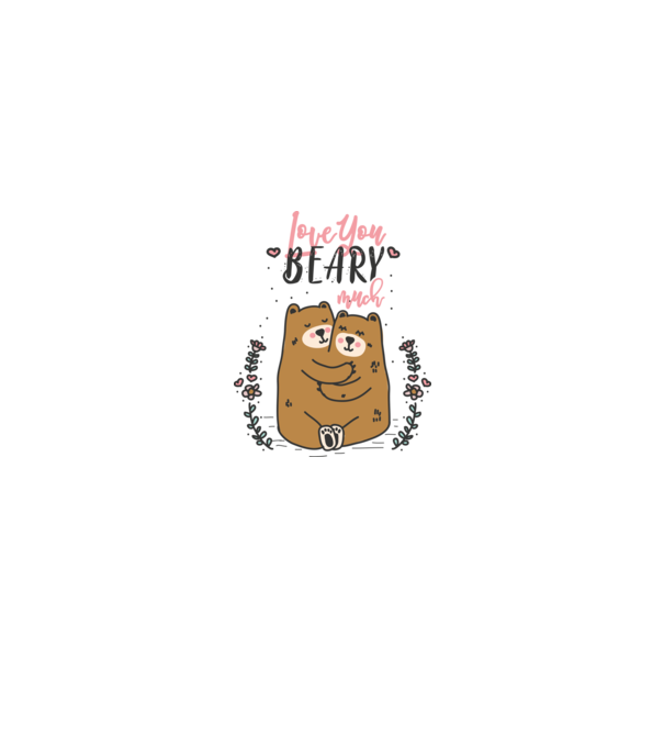 LoveU BEARY much model alb pe tricou