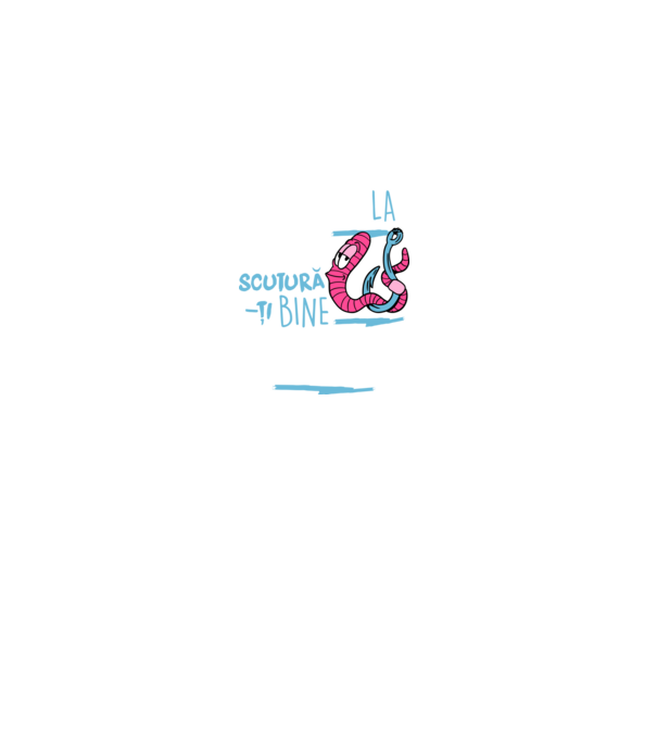 Secretul la pescuit scutură-ți bine viermele model negru pe tricou