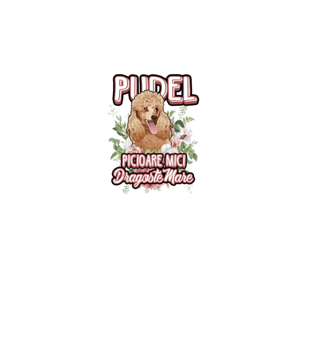 Pudel picioare mici dragoste mare model alb pe tricou