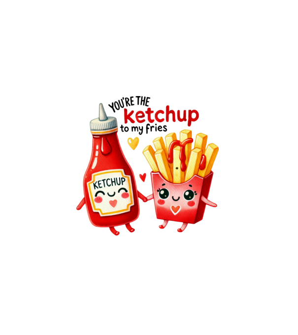 Ketchup to my Fries model alb pe tricou