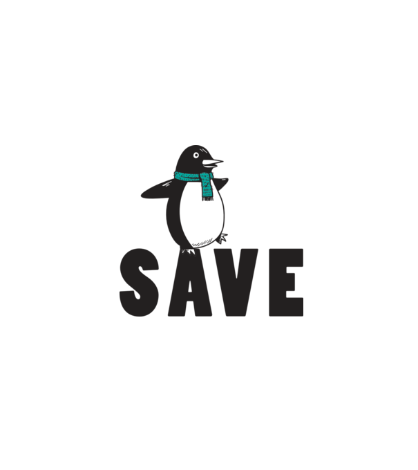 Save penguin model alb pe tricou