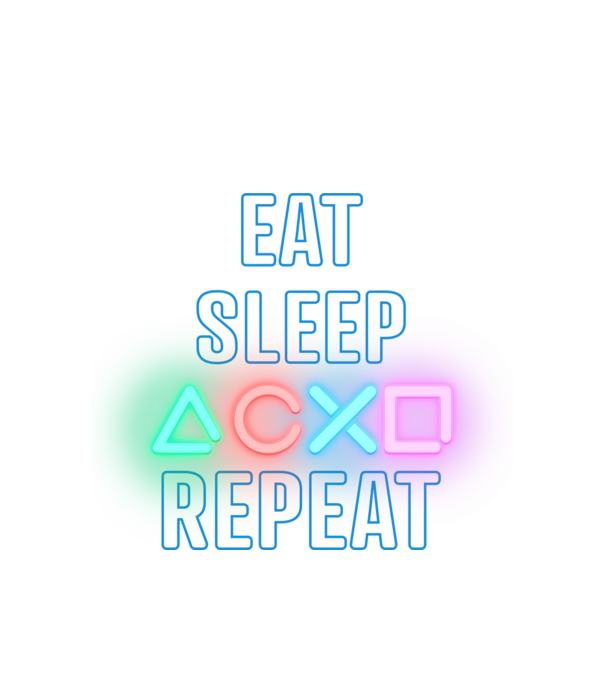 Eat sleep PS model alb pe tricou