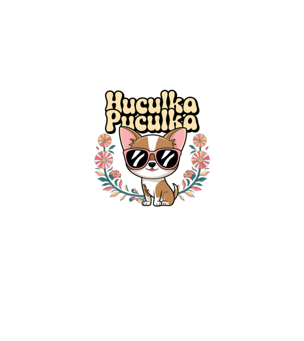 Huculka Puculka câine 1 model alb/roșu pe tricou