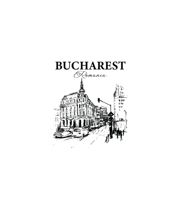 România Bucharest vintage model alb pe tricou