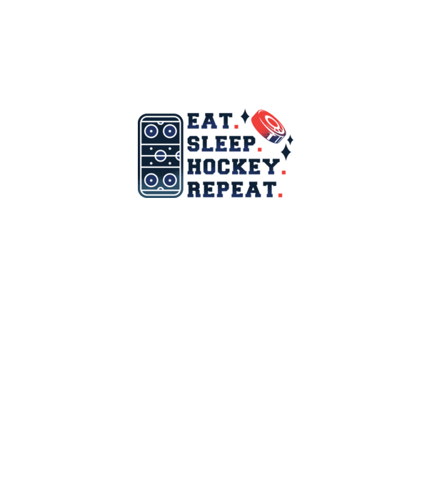 Eat Sleep Hockey Repeat model alb pe tricou