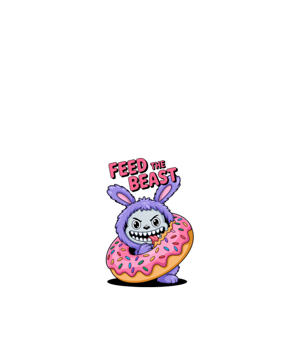 Feed the beast model alb pe tricou