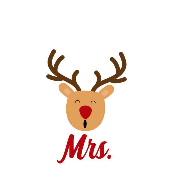 Mrs Reindeer christmas couple model alb pe tricou