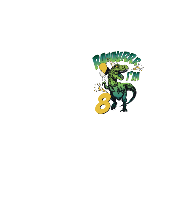 'Birthday Dinosaur rawww i''m 8' model galben neon pe tricou