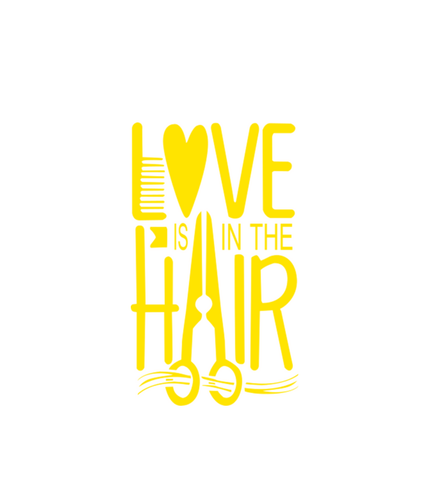 Love is in the hair model alb pe tricou