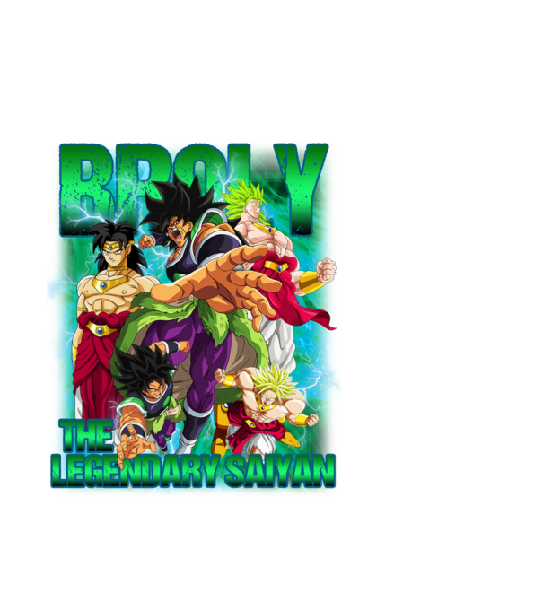 broly dragonball model alb pe tricou