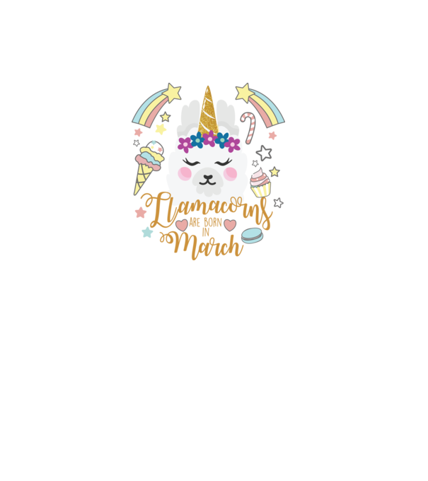 Llamacorns are born in March model alb pe tricou