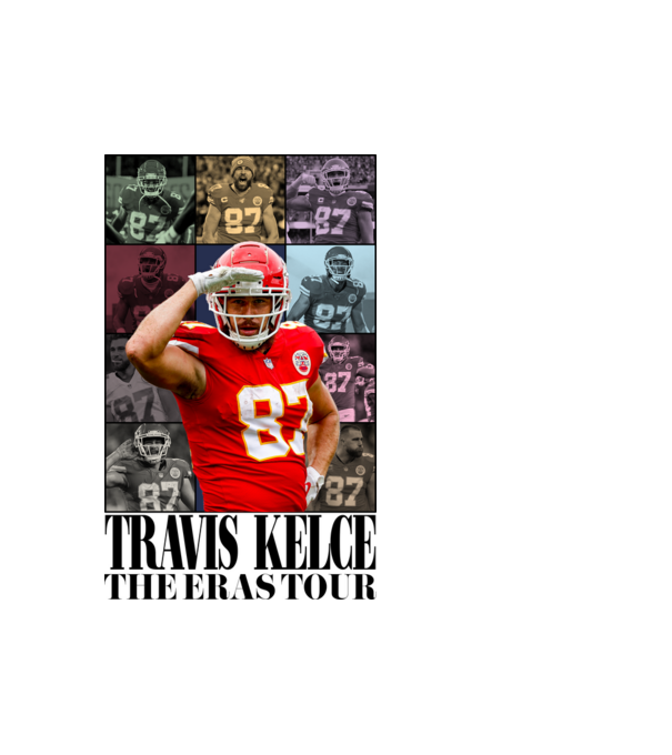 Taylor Swift Eras Travis Kelce model alb pe tricou