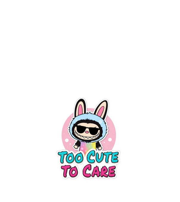 Too cute to care model alb pe tricou