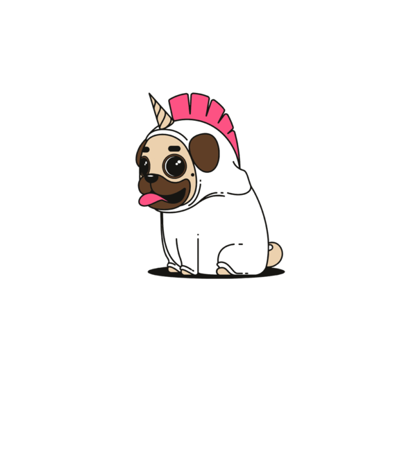 Pug Unicorn model galben neon pe tricou
