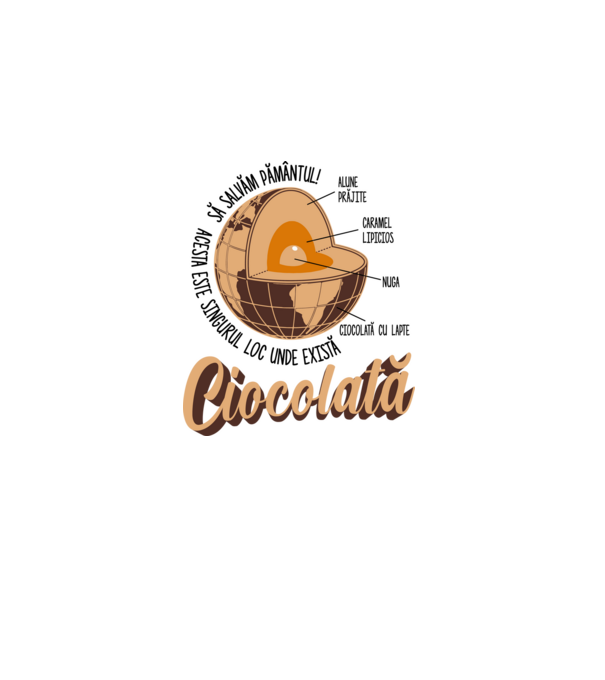să salvăm Pământul! acesta este singurul loc unde există ciocolată - alune prăjite, caramel lipicios, nuga, ciocolată cu lapte model alb pe tricou