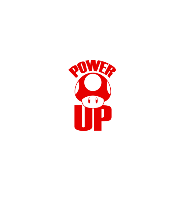 Power up model alb pe tricou