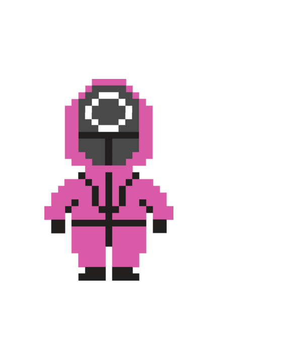 squid game pixel model alb pe tricou