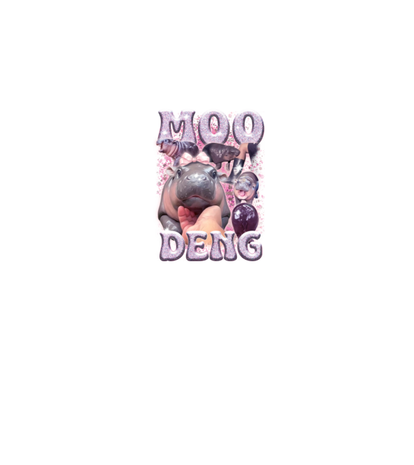 MOO DENG baby hippo model negru pe tricou