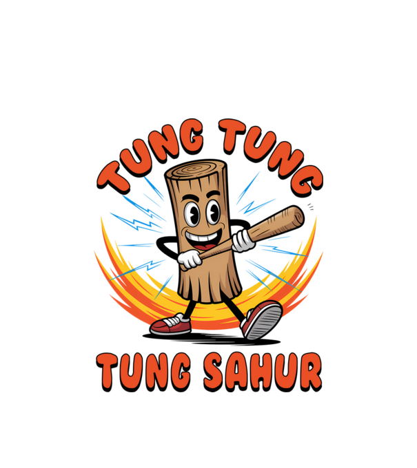 Tung Tung Tung Sahur drăguț model alb pe tricou