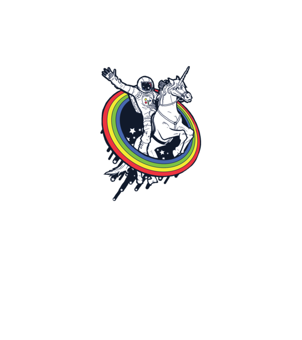 Unicorn Spaceman model roz neon pe tricou