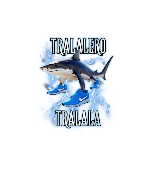 Tralalero Tralala model negru pe tricou