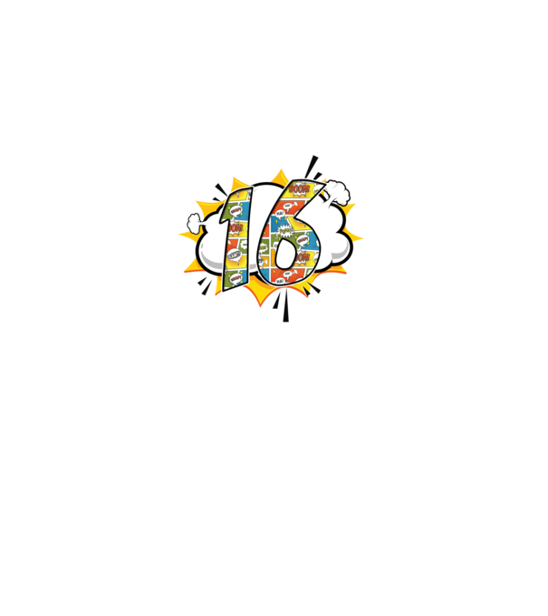 Birthday Comic Number 16 model bordo pe tricou