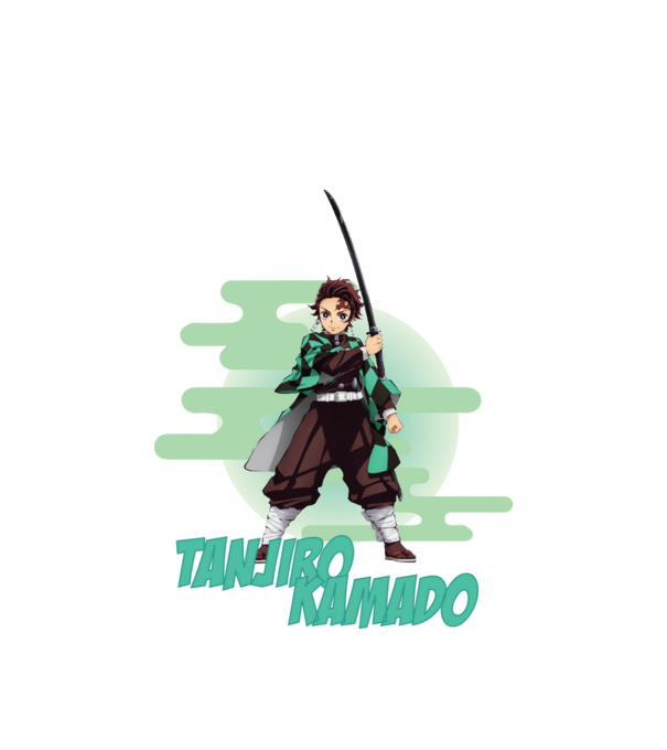 Demon Slayer Tanjiro model alb pe tricou