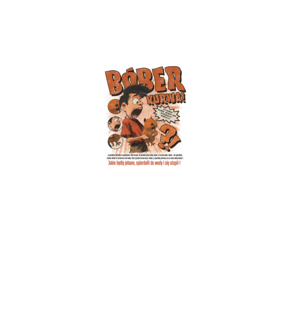 Bobr Kurwa comic model gri pe tricou