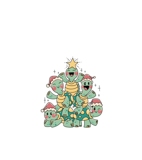 Turtle christmas tree model negru pe tricou