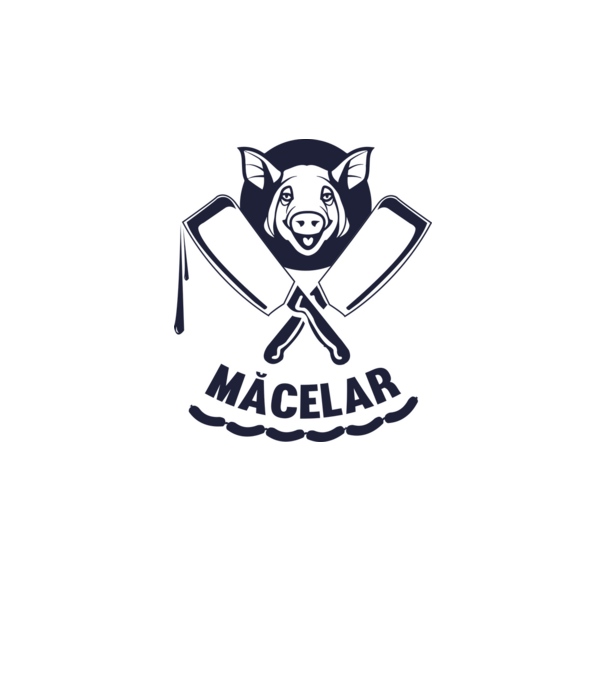măcelar model alb pe tricou
