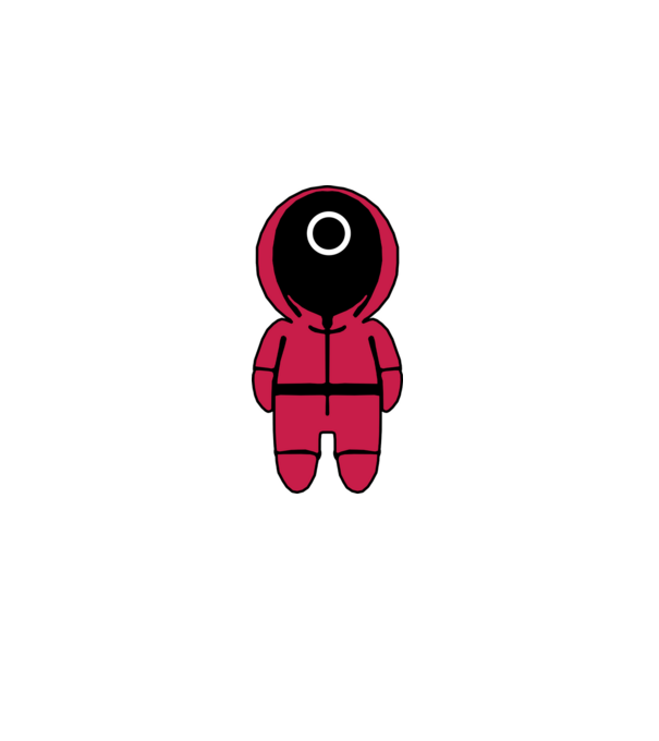 squid game figure model negru pe tricou