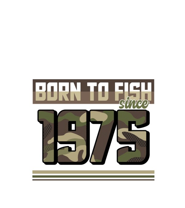 Born to fish since 1975 model negru pe tricou