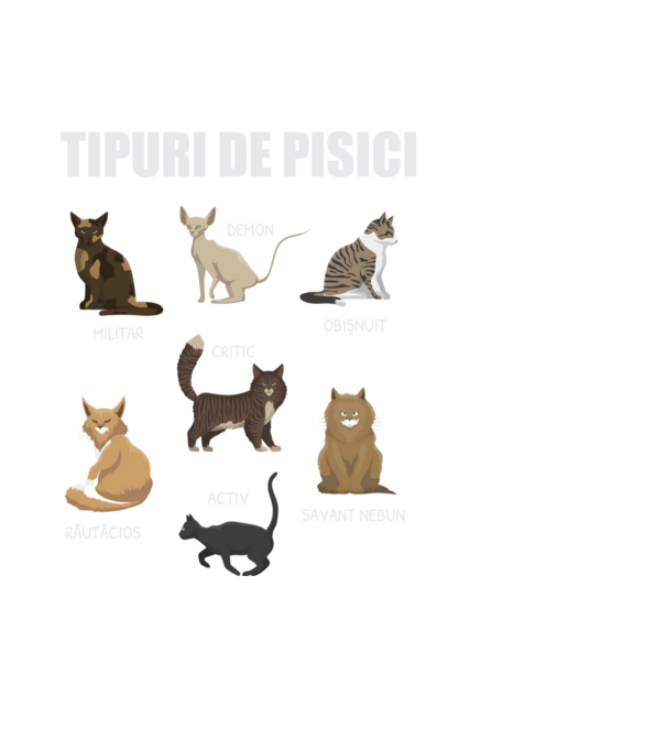 Tipuri de pisici model negru pe tricou