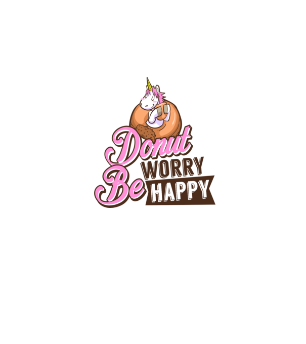 Donut worry be happy model alb pe tricou