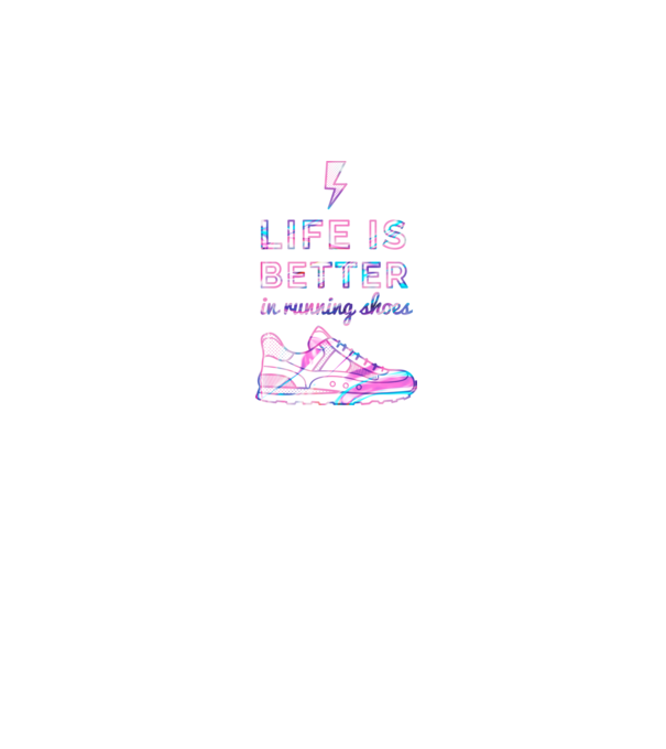 Life is better running shoes HOLO model negru pe tricou