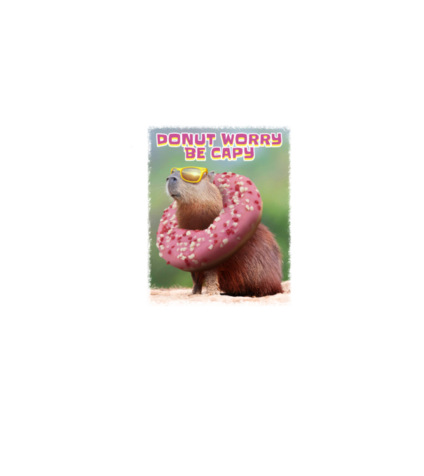 Capybara Donut worry be capy model albastru deschis pe tricou