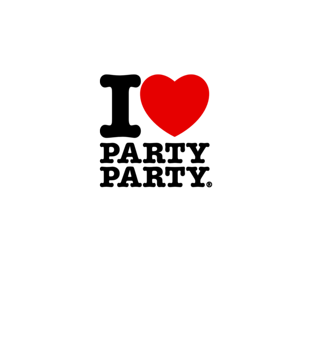 I love party party model alb pe tricou