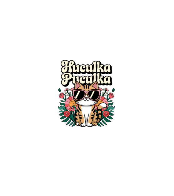 Huculka Puculka pisică 3 model alb pe tricou