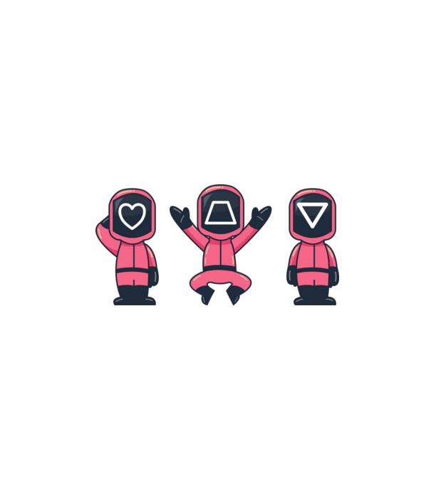 cute squid game toys model negru pe tricou