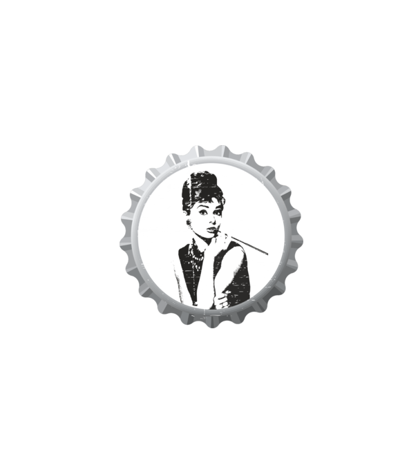 Audrey model alb pe tricou