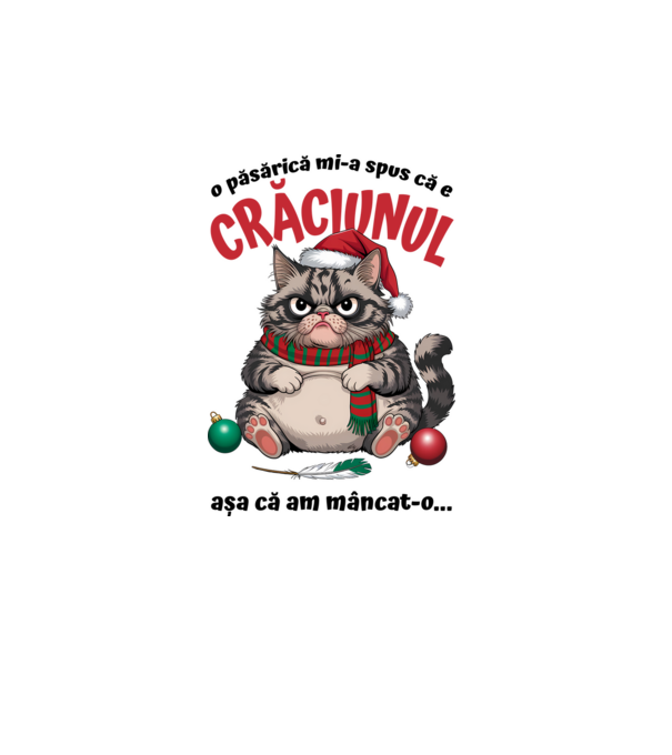 Am mâncat pasărea Crăciun pisică Alb model alb pe tricou