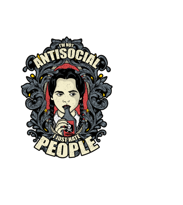 WEDNESDAY - Just hate people model negru pe tricou
