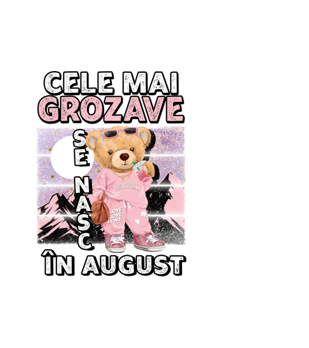 RETRO teddy fetişcană AUGUST model alb pe tricou